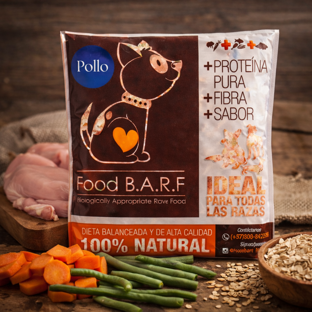 Dieta BARF de Pollo para Perros 700g | Alimentación Natural y Cruda | Food BARF